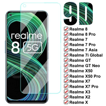 9D Visą Grūdintas Stiklas KOLEGA Realme 8 7 Pro 7i Screen Protector Realme GT Neo X2 X7 X50 Pro X XT X3 Apsauginės Stiklo Plėvelės