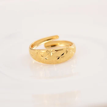 9K Žiedas kietas Baudos TAILANDO BATAS G/F Aukso Arabų adjusable Žiedai keičiamo dydžio Plokštumos Figūra Moterų Paauglių Helovinas Papuošalai