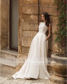 A-line Wedding Dresses 2021 Seksualus Atgal Rankovių Nuotakos Vestuvių Suknelė Vestidos De Noiva Plius Dydis Naujas 141471