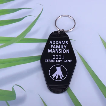 Addams Šeimos Dvare 0001 Kapinės Lane Vertus Key Chain Juoda Viešbutis Klavišą Žymeklį Paketų Prižiūrėtojų Raktinę 96327
