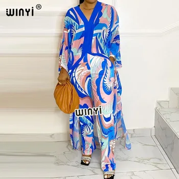 AFRIKOS Mados Bloggers Rekomenduojame Populiarus spausdinti Šilko Kaftan Maxi suknelės Prarasti Vasaros Paplūdimio Bohemijos kaftan ilga suknelė lady 35747