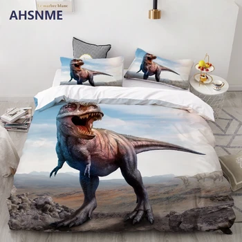 AHSNME 3D Dinozaurai Patalynės Komplektas Juros periodo Tyrannosaurus Rex Animacinį Vaikų Kambarys Antklodė Padengti Užvalkalas Nustatyti Pritaikoma dydis