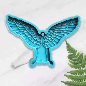 Angel Wing Atgal Žiūrėti Keychain Epoksidinės Dervos Pelėsių Pakabukas Liejimo Silikono Forma 