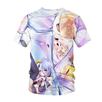 Anime Ne Žaidimas, Ne Gyvybės 3D Print T-Shirt Vyrai Moterys Mados Streetwear O-Kaklo trumpomis Rankovėmis Marškinėliai Cute Girl Hip-Hop Tees Viršūnes Vyras 1235