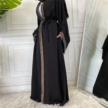 Artimųjų Rytų Mados Šifono Spausdinimo Kuklus Skraiste Musulmonų Moterims Turkijos Caftan Kaftan Islamo Drabužių Maxi Kimono Dubajus Abaja