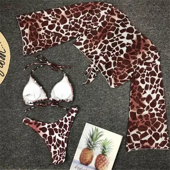 Artsu Leopardas Spausdinti Maudymosi Kostiumas, Paplūdimio Drabužiai Seksualus Bikini 2020 Metų Vasaros maudymosi Kostiumėliai Moterims, maudymosi kostiumėlį 3 dalių Komplektas Bodysuit ASSU60773