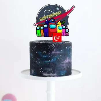 Astronautas Happy Birthday Cake Toppers Akrilo Kosmoso Erdvėlaivių Tortas Šaligatvio Vaikams Gimtadienio Torto Kepimo Dekoras