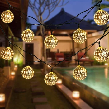 Atsparus vandeniui Projekcija 20 Led Fairy Light Saulės energija Varomas Maroko Žibintų Metalo Pasaulyje String Lempos Lauko Kalėdų Eglutė