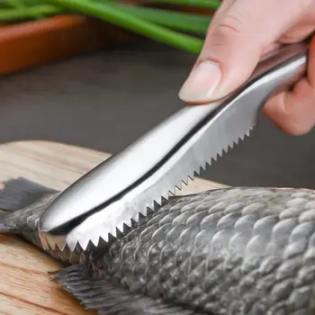 Aukštos kokybės nerūdijančio plieno žuvų odos teptuku dantytas žvynų švaresnis lengvai pašalinti žvynų grandiklis virtuvės įrankis
