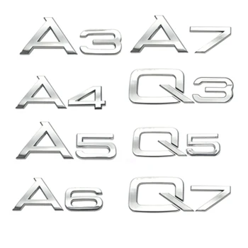 Automobilio bagažo skyriaus Logotipas Ženklelis Lipdukas Lipdukas Audi Q7 4L 4M Q5 Q3 A3 8V 8P A4 B7 A5 B8 B9 A6 C6 A7 C8 A8 Sline S1 S3 S4 S5 S6 RS3 RS4 9806