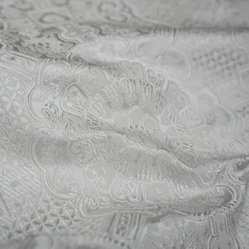 Baltųjų gėlių stilius damask šilko satino brokatas žakardo audinio kostiumas apmušalų, baldų užuolaidų drabužių medžiagos 175260