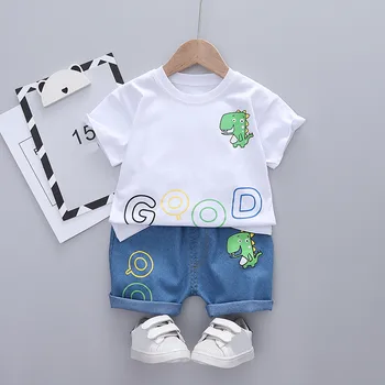 Berniukai trumparankoviai kostiumas medvilnės atsitiktinis animacinių filmų T-shirt baby boy vasaros drabužių kelnės 2 vnt vaikams drabužių 184411