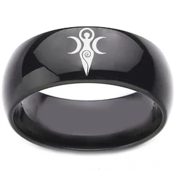 Black Mens žiedas, Nerūdijančio Plieno, Wicca Triple Mėnulio Deivės Pusmėnulio Titano Žiedas Wiccan Moterų Žiedus Pora Dovanos