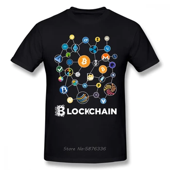 Blockchain BitCoin Litecoin Ripple Ethereum Cryptocurrency Marškinėliai Vyrams Populiarus Tee Kalėdų Dovanų Marškinėlius Medvilnės Audinio Tees
