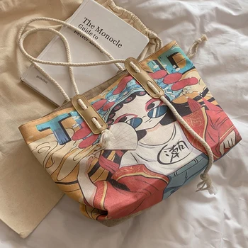 Braškių Spausdinimo Drobės Shopper Bag Didelės Talpos Pečių Krepšiai Moterų 2021 M. Vasarą Dizaineris Maišą Firminių Prabanga Rankinės 165222