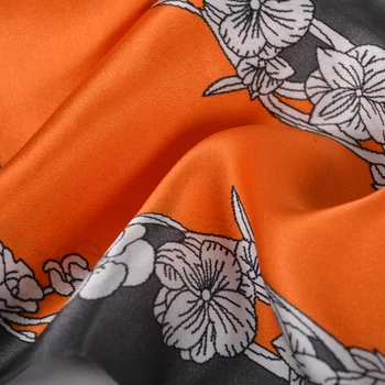 [BYSIFA] Prekės Oranžinė Pilka Moteriški Šalikai, Kaspinai Spausdinti Prabanga Šilko Ilgas Šalikas Elegantiškas Gėlių Dizainas Galvos Skara 155*16cm