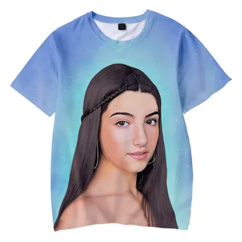 Charli Damelio 3D Spausdinimo marškinėliai Atsitiktinis Pavasario/Vasaros Hip-Hop trumpomis Rankovėmis T Negabaritinių Marškinėliai Topai