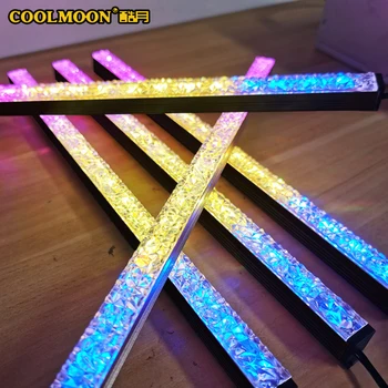 COOLMOON Kristalų RGB LED Juostelės ARGB švelnios Šviesos Kabelio 5V3Pin AURA Vandens Aušintuvas Užsakymą MOD Važiuoklės Magnetinio Lempos PC Apdaila