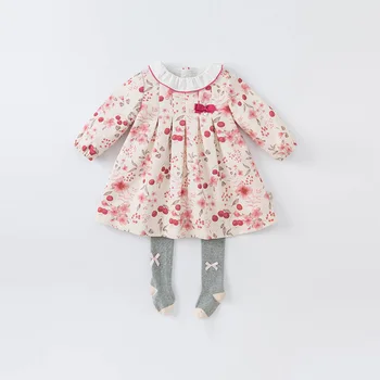 DB19023 dave bella rudenį baby girl mielas lankas gėlių spausdinti suknelė vaikų mados šalis suknelė vaikams kūdikiams lolita drabužiai 69014
