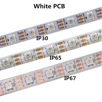 DC5V LED Juostelės WS2812B 30/60/144 taškų/led/m IP30 IP65 IP67 Juoda/Balta PCB Adresas Smart WS2812 IC 2812 LED Pikselių Šviesos Juostelės 138646