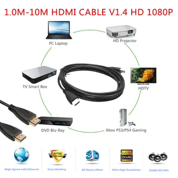 Didelės Spartos Kabelį 1M 1,5 M 2M 3M 5M 10M Vaizdo Kabeliai 1.4 1080P 3D Auksą, Padengtą HDTV XBOX PS3 Xbox PS3, PS4 TV su HDMI suderinamų