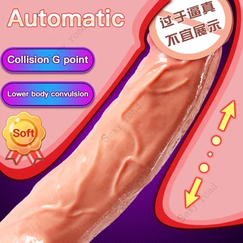 Dildos moterų Silikono įkrovimo ir šildymo laidinio nuotolinio valdymo realistiškas penis Automatinė šoko didelis dildo vibratorius, sekso žaislai