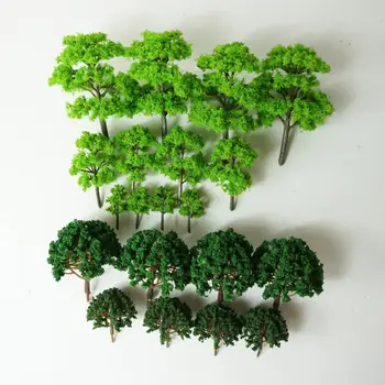 Dirbtinis 20pcs Geležinkelio Medžių Dekoracijos Modelis Žalia Banyan Architektūra, Medžio Miniatiūriniai 1/100 Amatų Projektams Kraštovaizdžio Dekoras