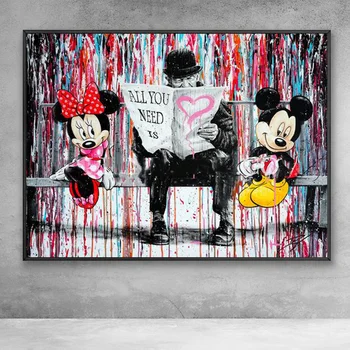 Disney Juokinga Mickey Mouse Sienos Meno Tapybos Drobės Šiaurės Plakatai ir Spausdina Kambarį Apdailos Nuotraukas Gyvenimo Namų Dekoro 151495