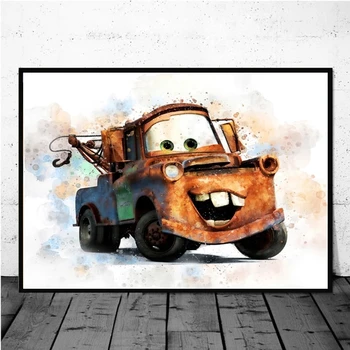 Disney Pixar Cars Filmą Drobės Tapybos Plakatai ir Animacinių filmų Žaibas McQueen Spausdinti Cuadros Sienos Meno Nuotrauką Vaikai Kambario Dekoro 3045
