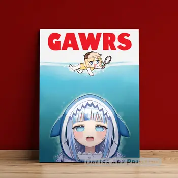 Drobė Anime Gawr Gura Nuotraukas, Namų Dekoravimas Paveikslų, Plakatų HD Spaudinių Sienos Meno Modulinės Kambarį Įrėminti