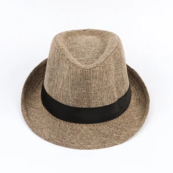 Džiazo skrybėlę Britų stiliaus medvilnės ir lino vientisos spalvos top hat vyrų ir moterų plaukų porų saulės skrybėlės 22533