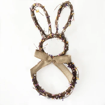 Easter Bunny Formos Vainikas Rankų darbo Pavasaris Vainikas su Uogomis Rotango Triušis Girliandą Poilsio Namų Durų, Langų Kabo Ornamentu 188106