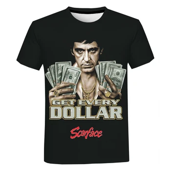 Filmo Scarface 3D Imprimer T-Shirt Hommes Femmes Ete Režimas Decontracte T-Shirt Cool Hauts Tony Montana Imprimer Harajuku T-shirt S 102452