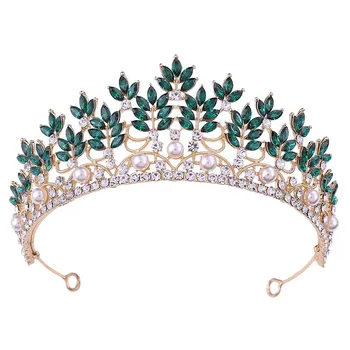 FORSEVEN Derliaus Baroko Mėlyna/rožinė Aukso Spalva Crystal Imituojamas Perlai Turas Tiara Vainikėliai Diadem Royal Princess Karalienė diadema 128067