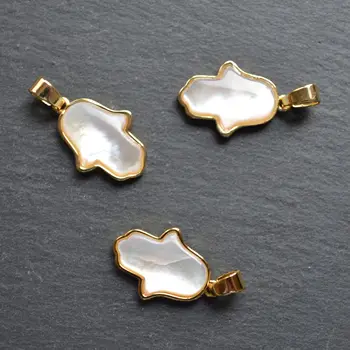 Gamtos Pearl shell vertus formos pakabučiai su Aukso Electroplated, maža balta Perlų žavesio papuošalai priėmimo