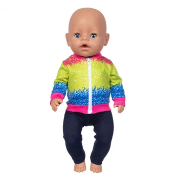 Gimė Nauja Baby Doll Drabužių Priedai Kaklaraištis Dažų Hoodie Kailis +Kelnės Kombinezonas Baby Doll, Drabužiai, Striukė, Žaislai, Lėlės, Komplektai, Aksesuarai 2037