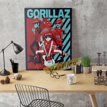 Gorillaz Plakatas, Virtualios Juostos Sienos Menas, Animacinių filmų Virtualus Personažas 2d Makaronų Russel Hobbs Murdoc Niccals Sienos Nuotrauka, Gerbėjų Dovana 98469