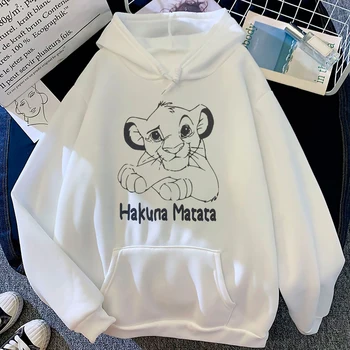 Hakuna Matata Juokingas Animacinių Filmų Simba Mielas Anime Hoodies Moterų Harajuku Liūtas Karalius Kawaii Anime Palaidinukė Grafinis Moterų Hoody