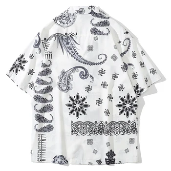 Hip-Hop Marškinėliai Vyrams Harajuku Paisley Grafinis Spausdinti Vasaros Paplūdimio Marškinių Kišenėje Havajų Trumpas Rankovės Mados Drabužių Streetwear 159516