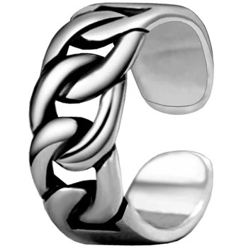 Hip-Hop nerūdijančio plieno vyrų žiedas Susuktų Kubos juoda aukso grandinės žiedų, Reguliuojamas Moterų Piršto žiedą pora vestuvių Trejybės jewe 6084