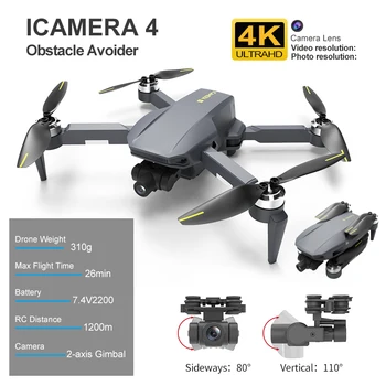 ICAMERA4 GPS Drone 4K HD Dual Camera 2-Ašis Gimbal aerofotografija 4G 5G Brushless Sulankstomas Quadcopter RC Atstumas 1200M Dovana 155733