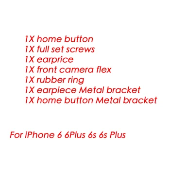 IPhone 6 6Plus 6s Plius Priekinė Kamera Flex Kabelis Garsiakalbis Su Atrama + Home Mygtuką, Mygtuką ir Metalo Plokštė + Pilnas Varžtai
