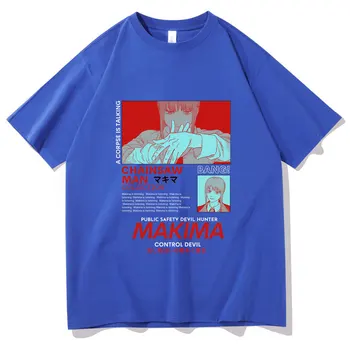 Japonijos Anime Pjūklą Vyras Trumpas Rankovėmis Tee Makima Bloga Moteris, Modelis T-shirt Vyrai Moterys Mados Hip-Hop Marškinėliai Manga Laisvus Marškinėlius 86575