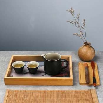 Japonijos Bambuko Medinės Maisto Serviravimo Padėklo Medienos Derliaus Pusryčiai Dėklas Virtuvės Storge Valdybos Mėsos, Sūrio Ir Daržovių