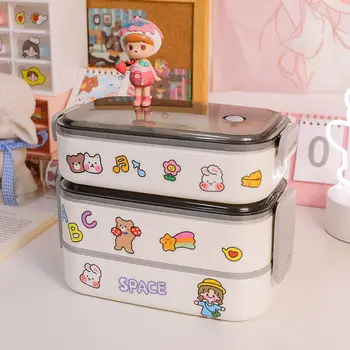 Japonų animacinių filmų mergaitė mielas priešpiečių dėžutė izoliuoti atskiras konteineris šviežių išlaikyti dubuo trys-tinklelis multi-tinklelis, mikrobangų krosnelė 22917