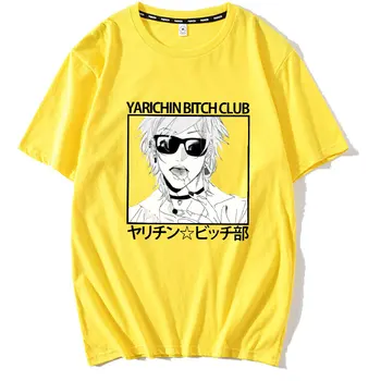 Japonų Anime Kawaii Yarichin B Klubo Manga T-shirt Vyrai Ms Vasaros Mados Drabužius Anime Harajuku Viršūnes trumpomis Rankovėmis Tee 93923