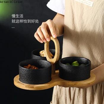 Japonų peiliai namų tinklo plokštė Creative keramikos matinio juodo mažas dubuo užkandis riešutų, džiovintų vaisių skyriuje užkandis plokštė 111406