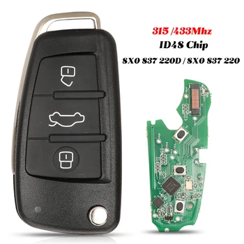 Jingyuqin 3 Mygtukai Audi Q3 Fob Keyless Go Smart Nuotolinio Valdymo Automobilio Raktas PAKLAUSTI, 315 /433Mhz ID48 Chip 8X0 837 220D / 8X0 837 220 172802