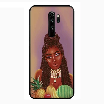 Karalienė Afro Melanino Poppin Juoda Mergaitė, Silikoninis Telefono dėklas, skirtas Xiaomi Redmi Pastaba 4X 5 6 7 8 9 Pro Max 8T 9S Galinį Dangtelį