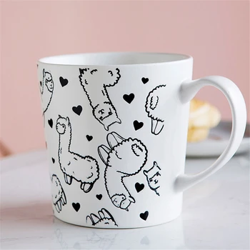 Keramikos arbatos puodelio vyrų ir moterų mielas pieno taurės didelės talpos alpaka puodelis ins ,kūrybingi pusryčiai avižiniai dribsniai kavos puodelio vandens 1347
